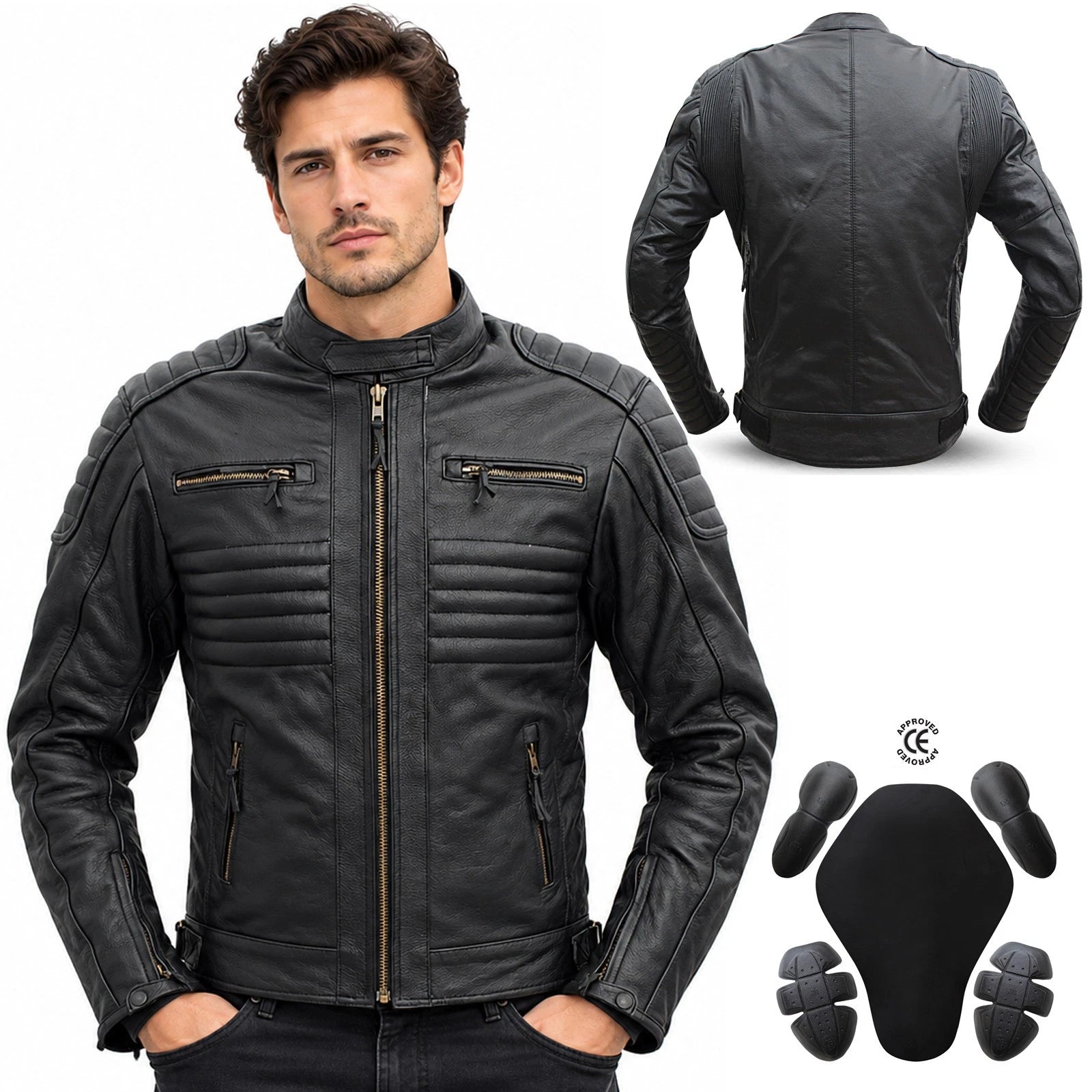 Genuine Leather Motorcycle Jacket Black