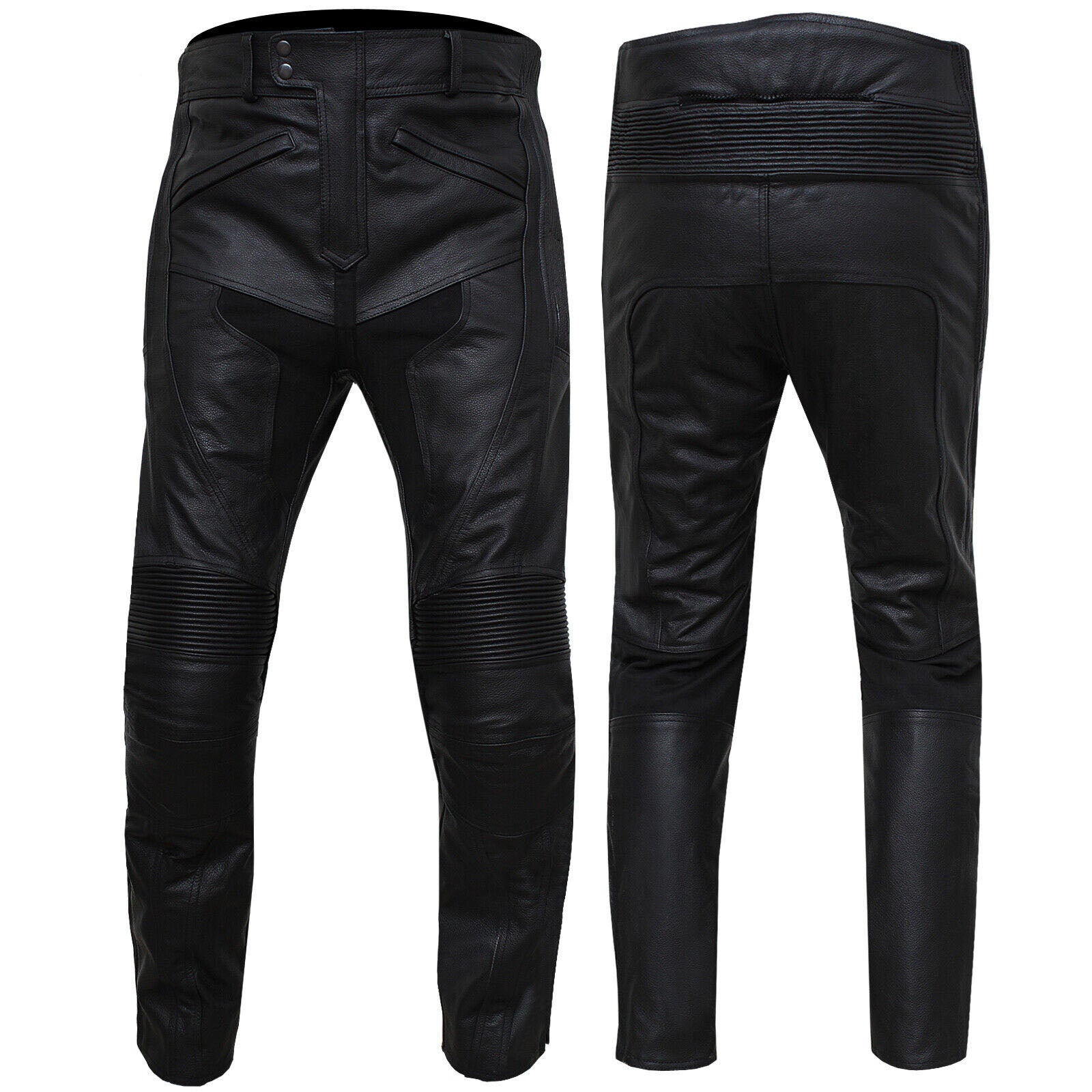 Mens Leather Motorcycle Trousers Sports Biker Pants