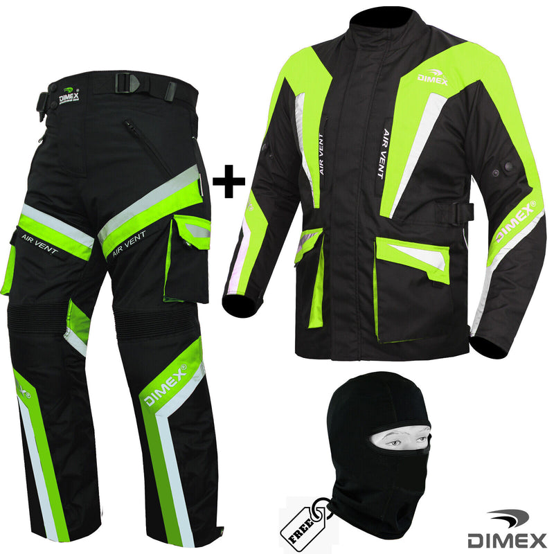 Dimex Mens Motorbike Suit Textile Waterproof Cordura Motorcycle Racing Jacket - Green
