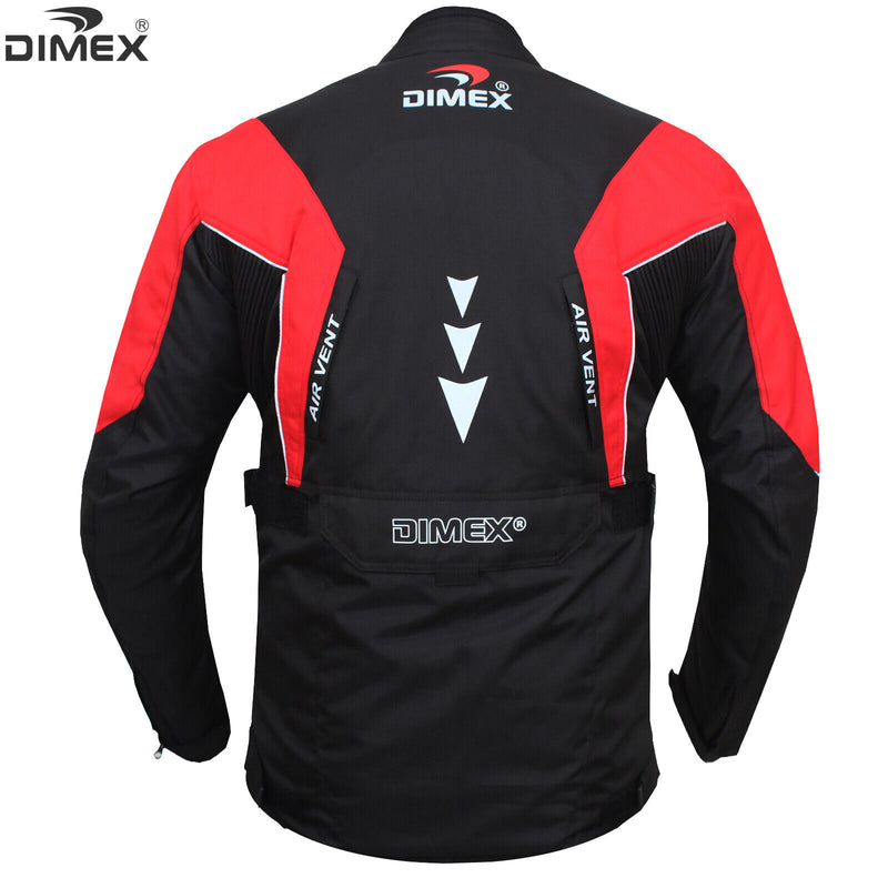 Dimex Mens Motorbike Suit Textile Waterproof Cordura Motorcycle Racing Jacket - Red