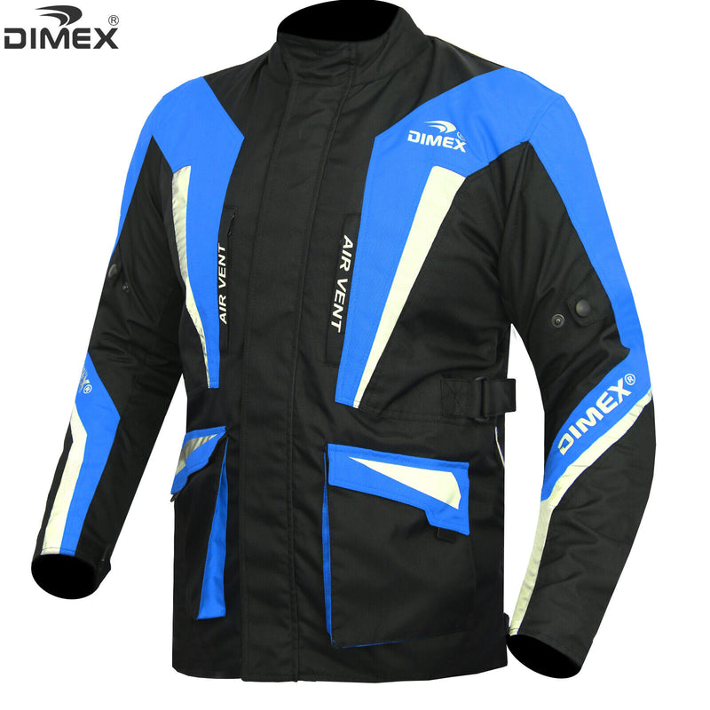 Dimex Mens Motorbike Suit Textile Waterproof Cordura Motorcycle Racing Jacket - Blue