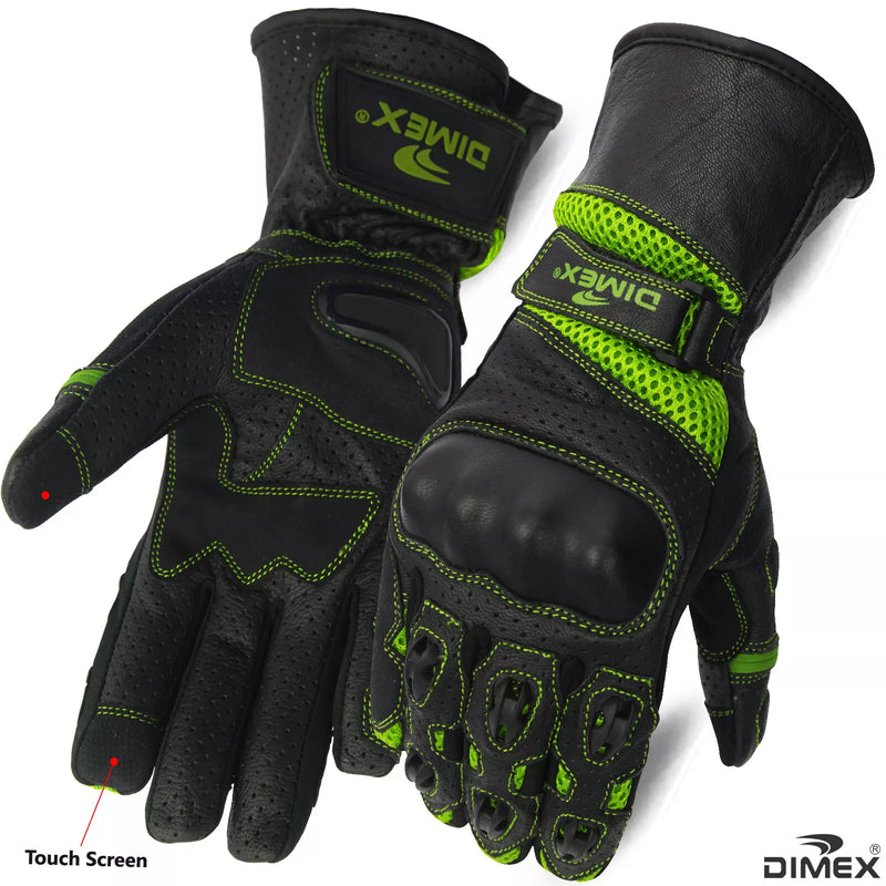 Dimex Leather Motorcycle Gloves with Knuckle Protection and Touch Screen Capability