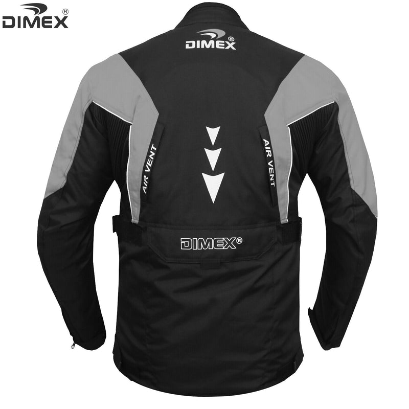 Dimex Mens Motorbike Suit Textile Waterproof Cordura Motorcycle Racing Jacket - Grey