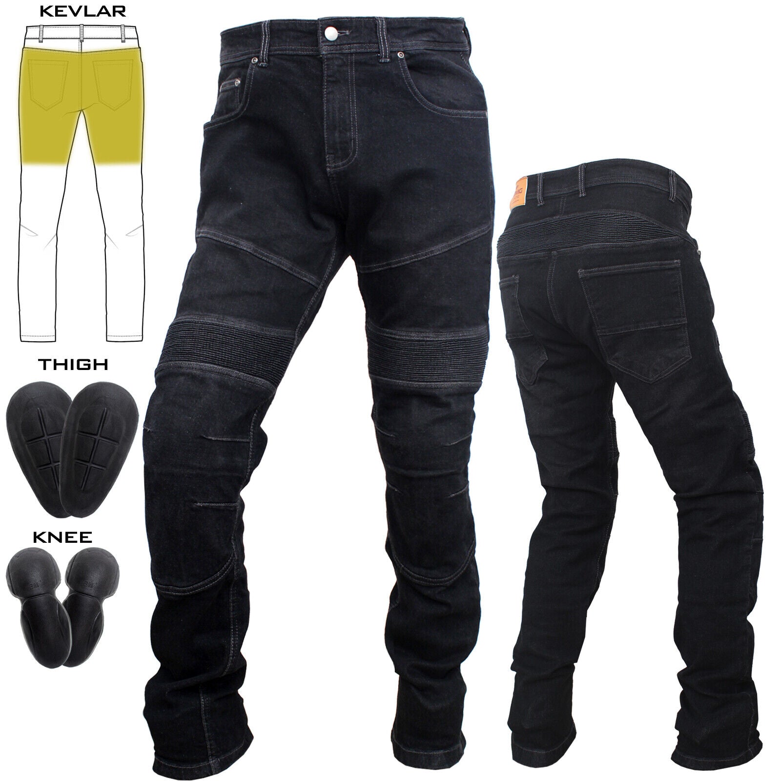Mens Motorcycle Jeans Motorbike Pant Denim Trousers