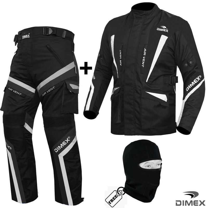 Dimex Mens Motorbike Suit Textile Waterproof Cordura Motorcycle Racing Jacket - Black