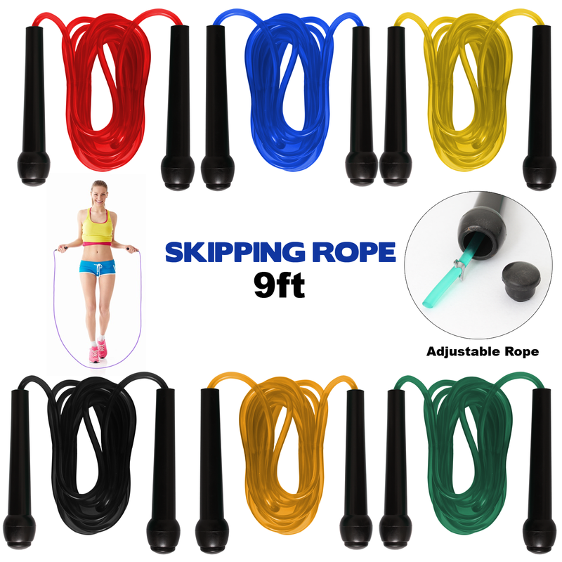 Skipping Jump Rope Adult 9 foot Long Nylon Plastic Handles Gym Fitness Training